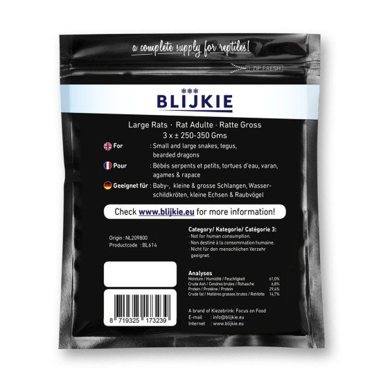Blijkie-BL-614-Diepvries Rat Grote Rat 3 stuks 250-350gr