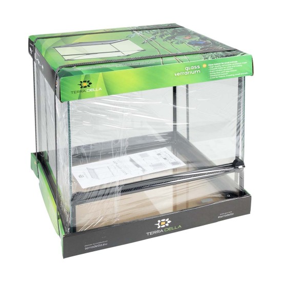 Terra Della-202/487181-Terra Della Terrarium Glas Zwart 30x30x32cm Terra Della-202/487181-Terra Della Terrarium Glas Zwart 30x30x32cm